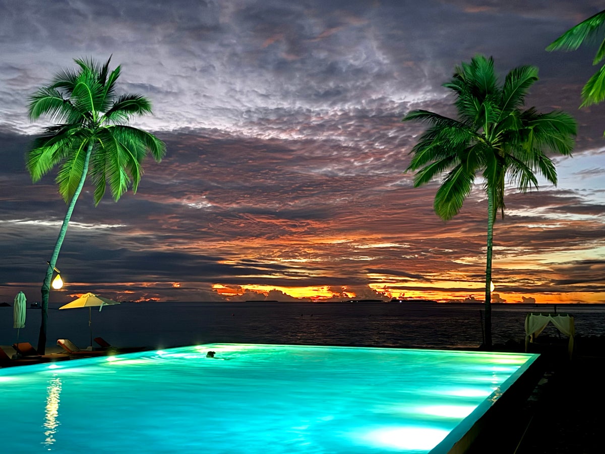 Iru Veli island pool sunset 