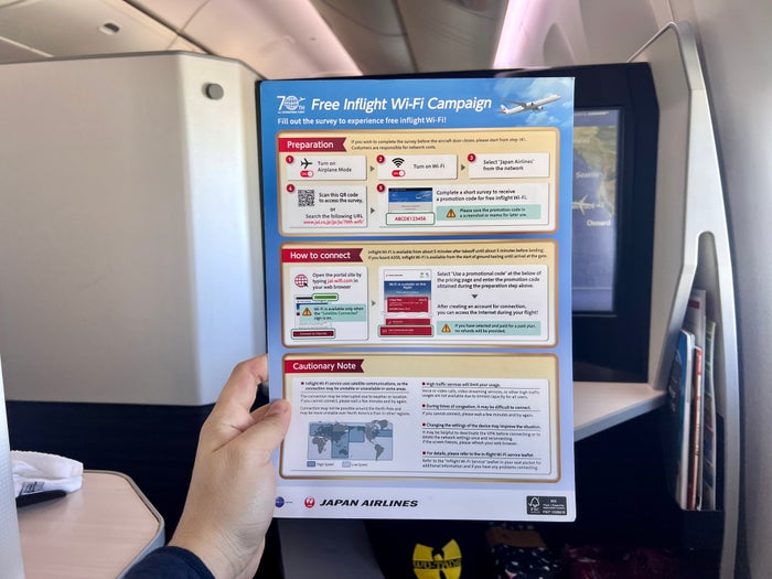 Japan Airlines 777 300er business class free inflight Wi Fi campaign Japan Airlines 777 300er business class free inflight Wi Fi campaign