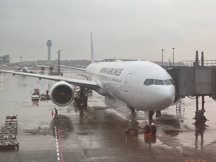 Japan Airlines 777 300er parked at gate Haneda Japan Airlines 777 300er parked at gate Haneda