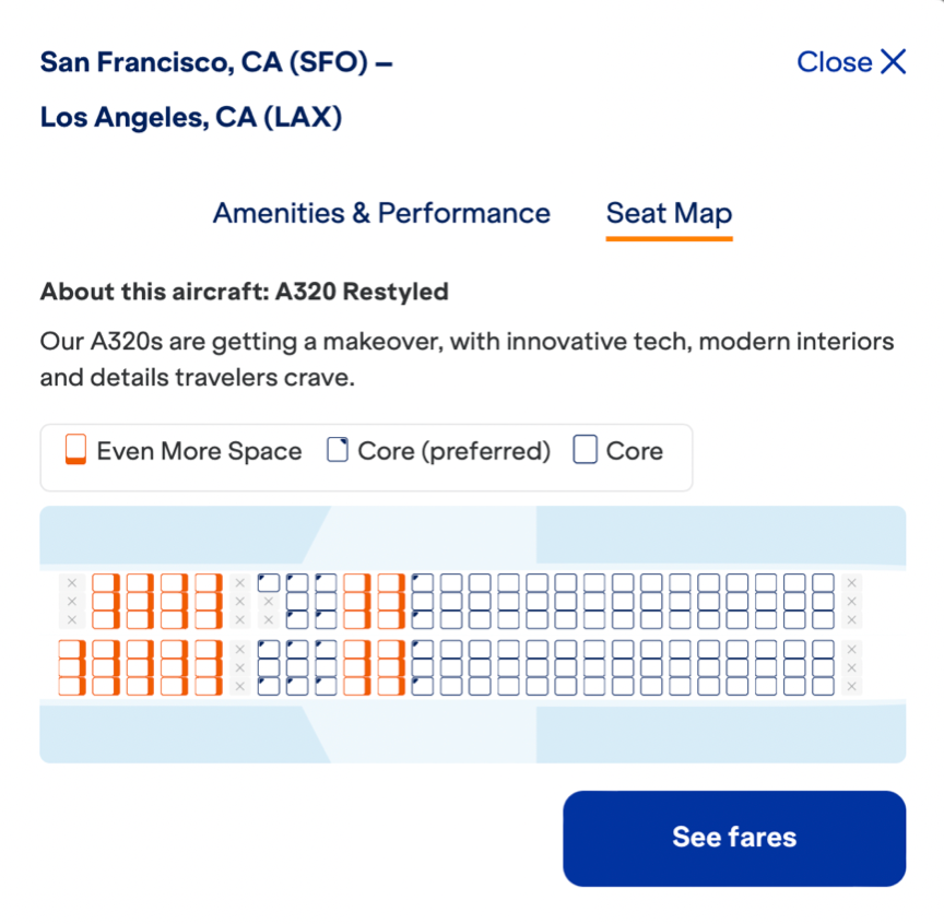 JetBlue seat map