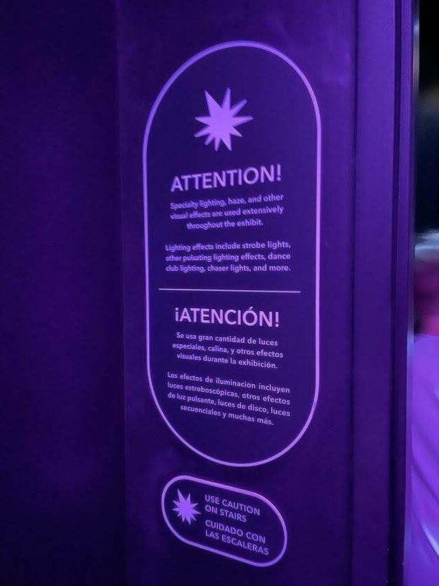 Light accessibility sign at Meow Wolf Grapevine The Real Unreal