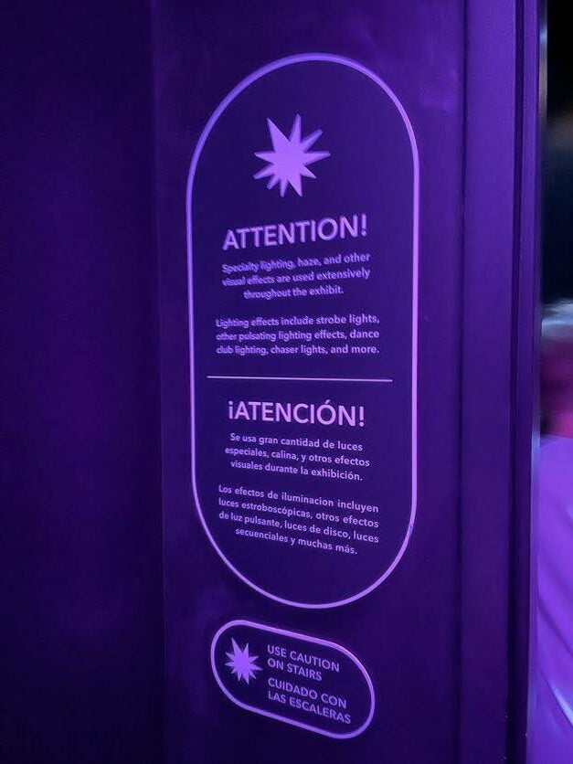 Light accessibility sign at Meow Wolf Grapevine The Real Unreal Light accessibility sign at Meow Wolf Grapevine The Real Unreal