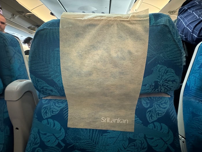 SriLankan DOH CMB A330 300 economy headrest SriLankan DOH CMB A330 300 economy headrest