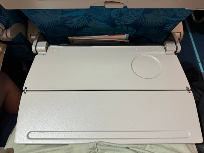 SriLankan DOH CMB A330 300 economy tray table open SriLankan DOH CMB A330 300 economy tray table open