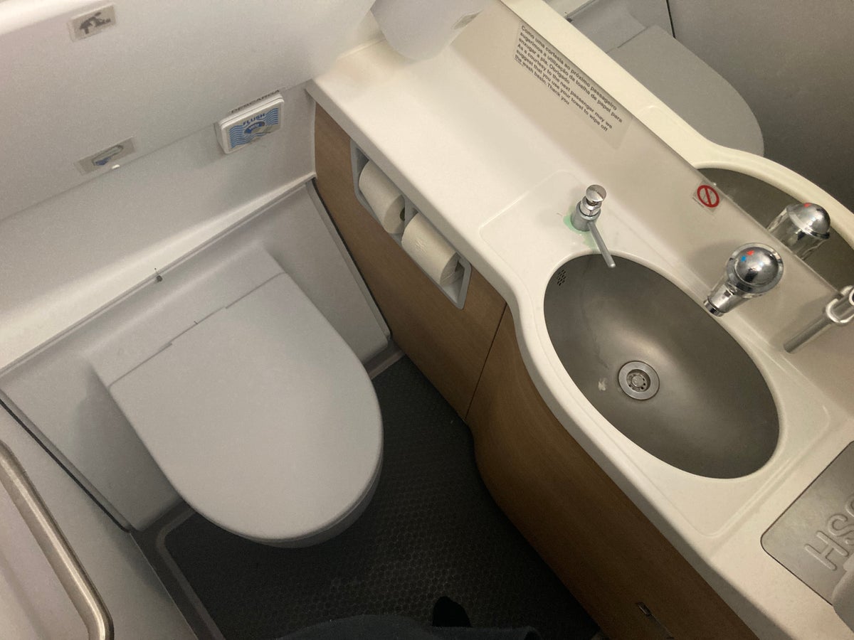 TAP Air Portugal A321LR neo business class EWR LIS lavatory