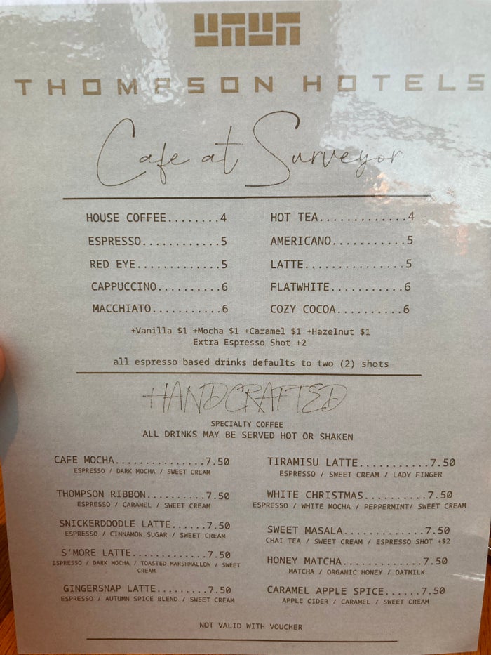 Thompson Washington DC Surveyor drink menu JPG Thompson Washington DC Surveyor drink menu JPG