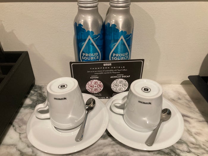Thompson Washington DC junior suite coffee mugs bottled water Thompson Washington DC junior suite coffee mugs bottled water