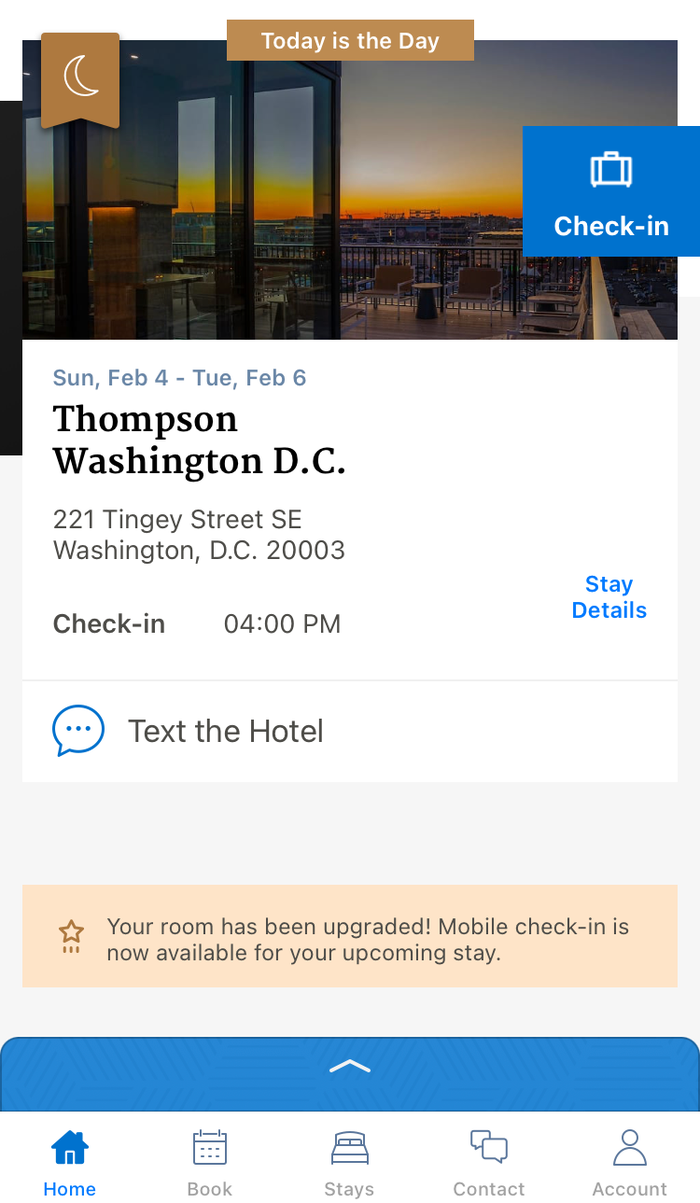 Thompson Washington DC upgrade in World of Hyatt app Thompson Washington DC upgrade in World of Hyatt app