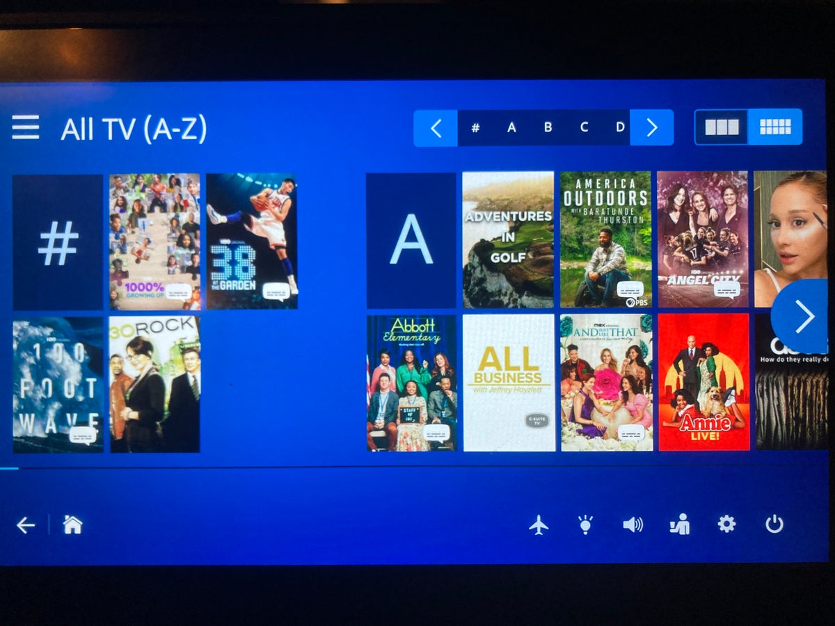United Boeing 777 200 personal entertainment system TV