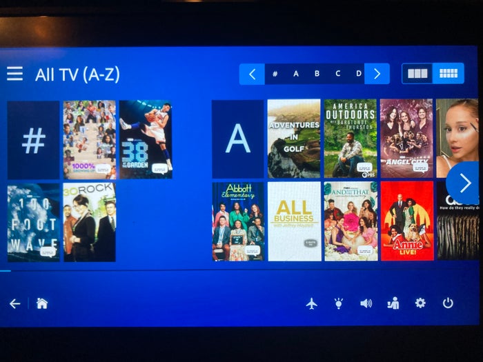 United Boeing 777 200 personal entertainment system TV