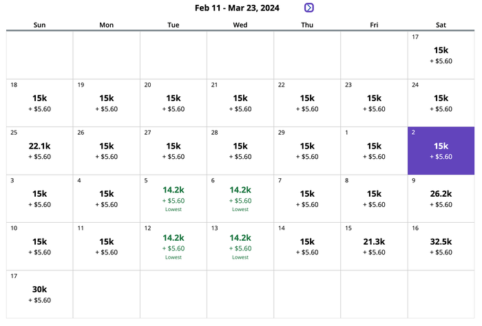 United award calendar economy non stop LAX IAD