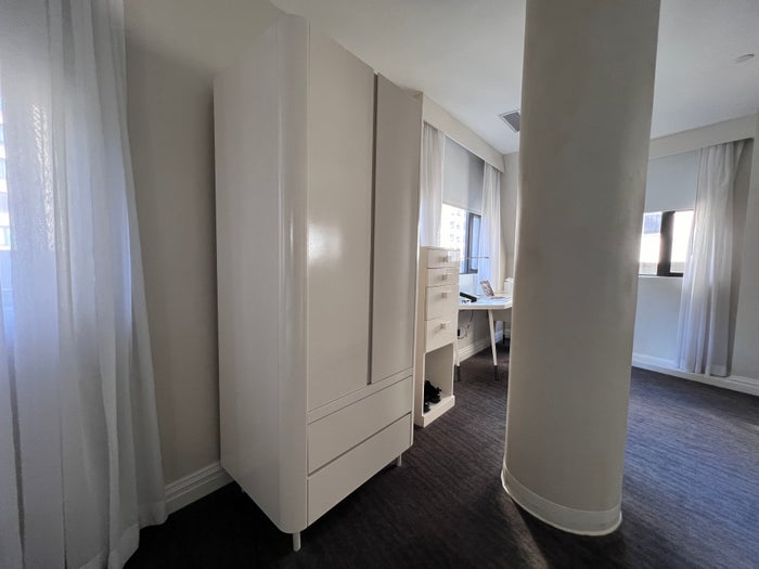 Hyatt Dream Midtown room dresser closet beam