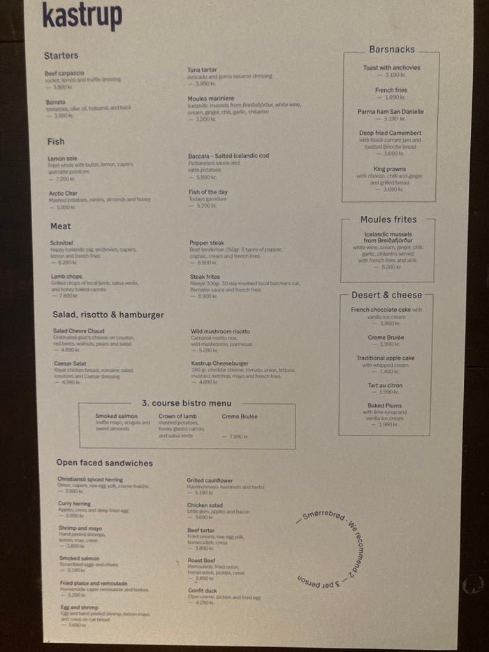 101 Hotel Reykjavik Kastrup menu 101 Hotel Reykjavik Kastrup menu
