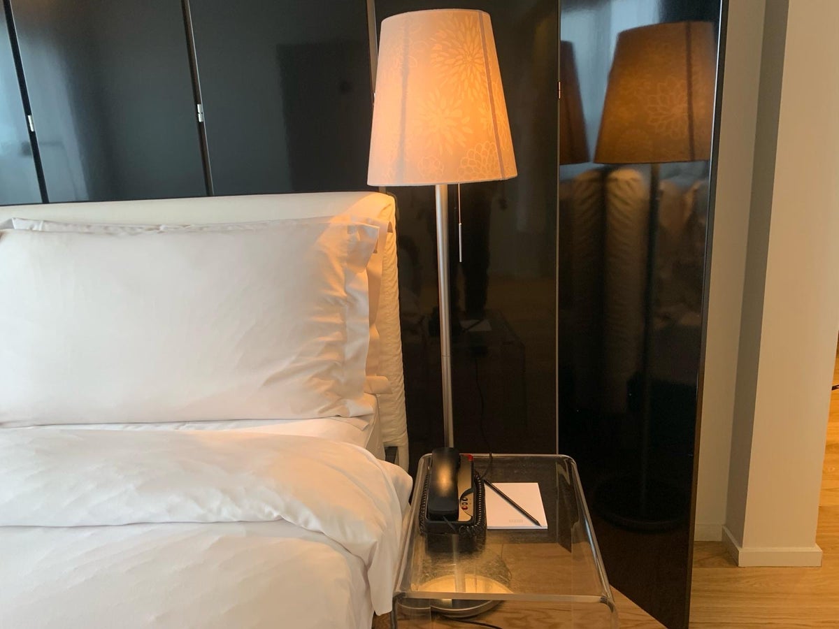101 Hotel Reykjavik bedroom nightstand and lamp