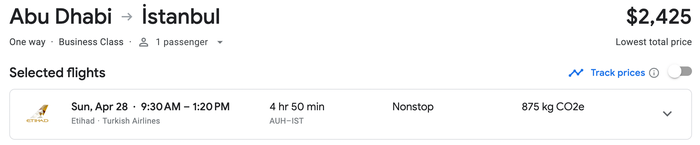 AUH IST Etihad J Cash Cost AUH IST Etihad J Cash Cost