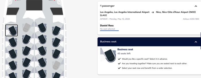 Air France LA to Nice