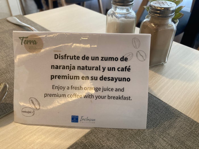 AluaSoul Costa Malaga Terra restaurant drink sign on table AluaSoul Costa Malaga Terra restaurant drink sign on table
