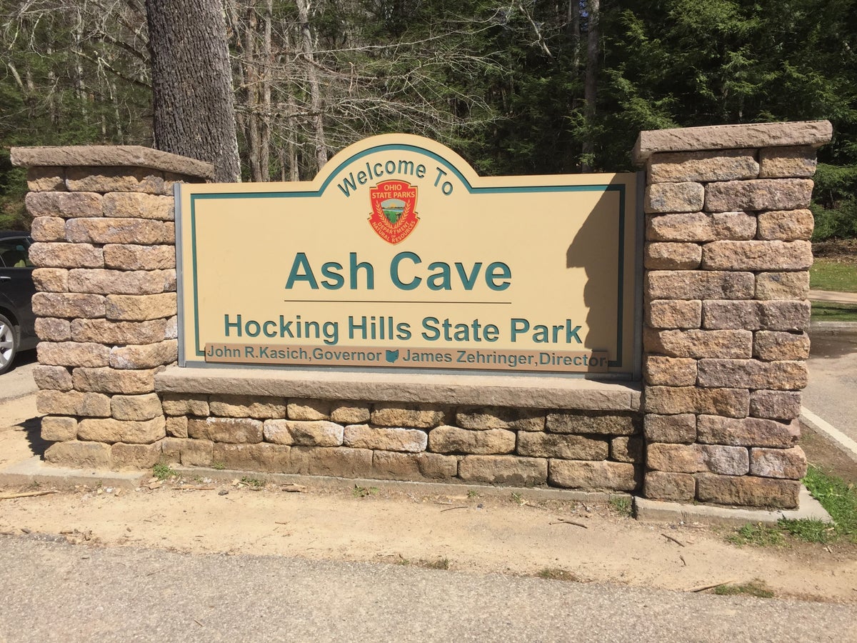 Ash Cave sign at Hocking Hills State Park