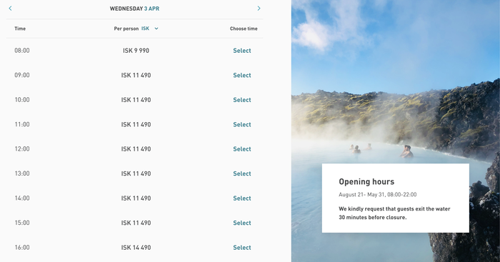 Blue Lagoon price options with entry times Blue Lagoon price options with entry times