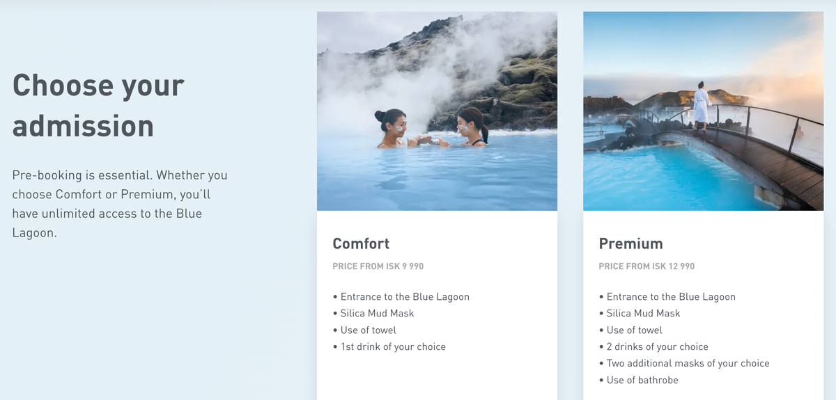 Blue Lagoon pricing options