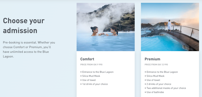 Blue Lagoon pricing options Blue Lagoon pricing options