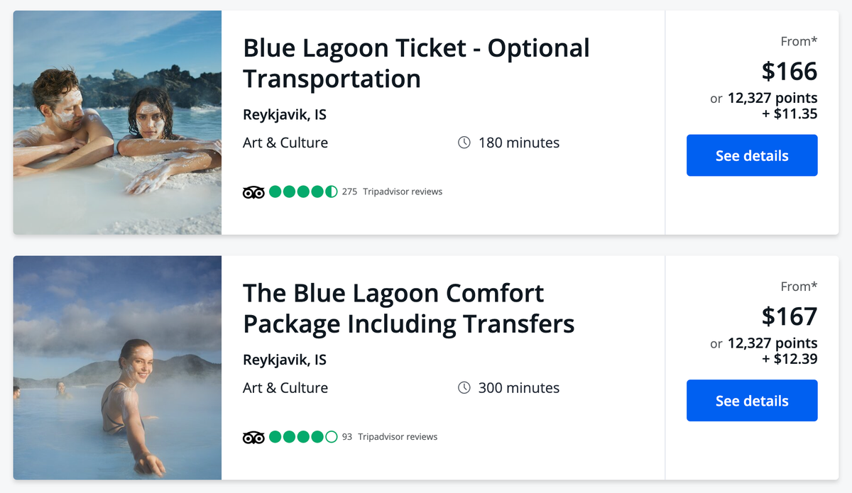 Blue Lagoon tickets in Chase Travel portal