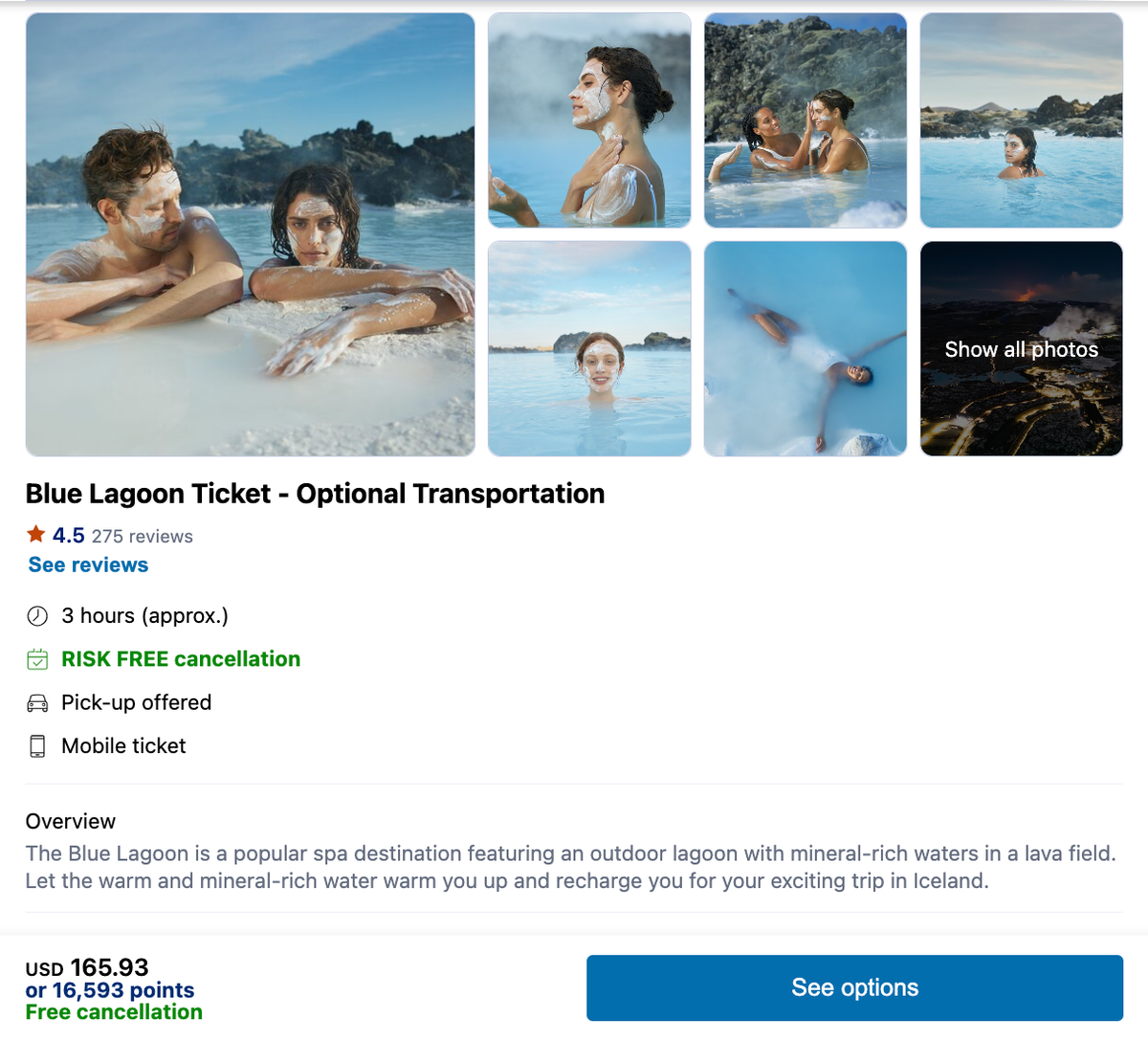 Blue Lagoon tickets in Citi Travel portal