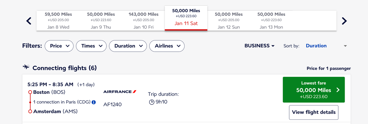 Boston to Amsterdam Booked With Flying Blue Miles