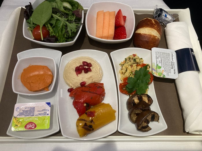 Condor A330 900neo business class appetizer and salad tray Condor A330 900neo business class appetizer and salad tray