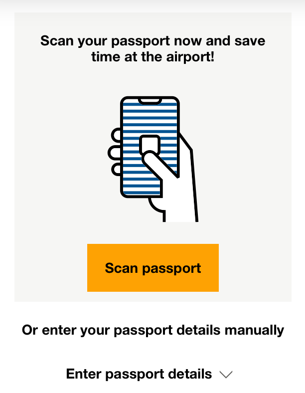 Condor A330 900neo business class mobile check in passport scan