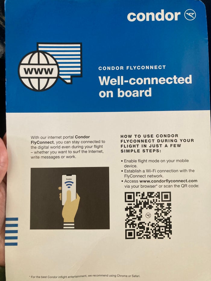 Condor A330 900neo business class wifi info card Condor A330 900neo business class wifi info card