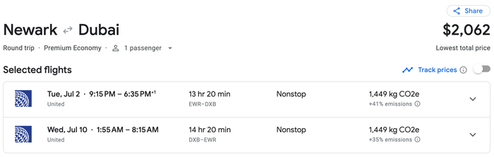 EWR DXB Premium Plus EWR DXB Premium Plus