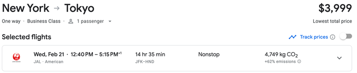 Google Flights JAL business class Google Flights JAL business class