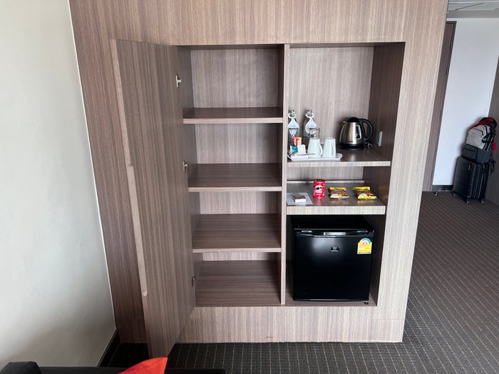 Hilton Garden Inn Bangkok Silom room shelves and minibar Hilton Garden Inn Bangkok Silom room shelves and minibar