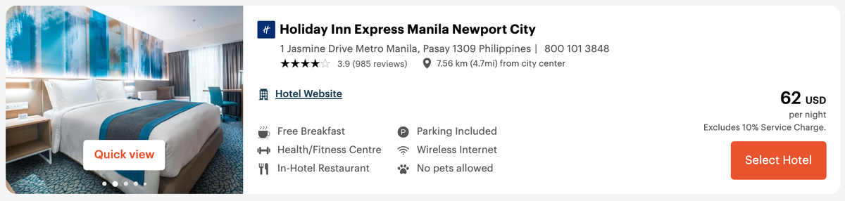 Holiday Inn Express Manila Newport City room booking