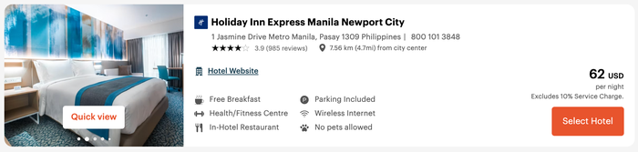 Holiday Inn Express Manila Newport City room booking Holiday Inn Express Manila Newport City room booking