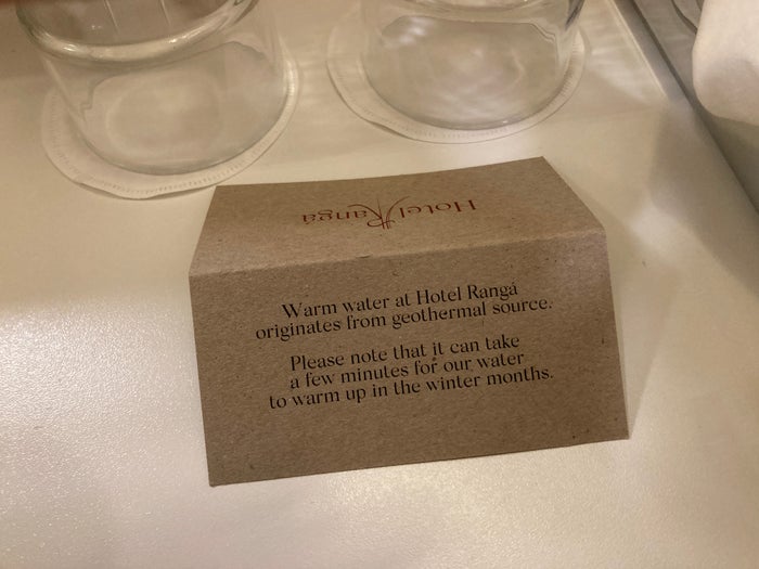Hotel Ranga bathroom hot water sign Hotel Ranga bathroom hot water sign