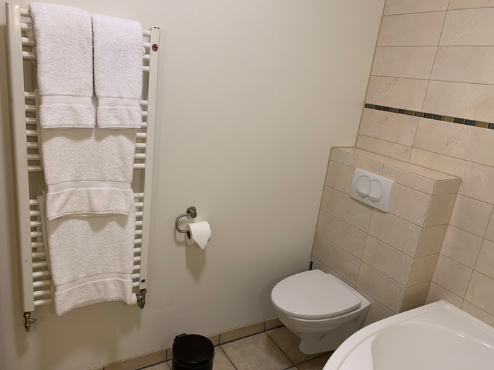 Hotel Ranga bathroom toilet and towel rack Hotel Ranga bathroom toilet and towel rack