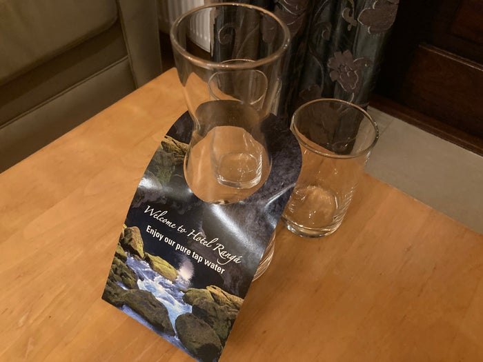 Hotel Ranga deluxe room glasses and carafe Hotel Ranga deluxe room glasses and carafe