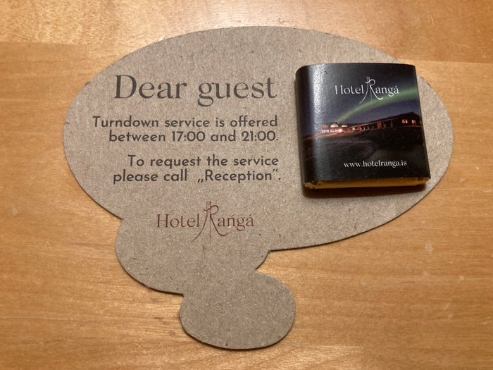 Hotel Ranga deluxe room note for turndown service Hotel Ranga deluxe room note for turndown service