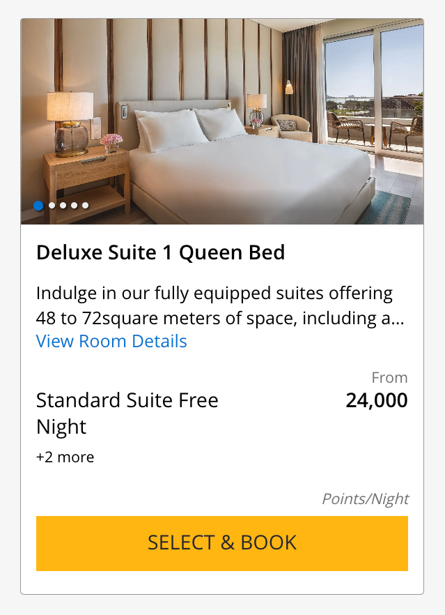 Hyatt Regency Lisbon queen suite points price