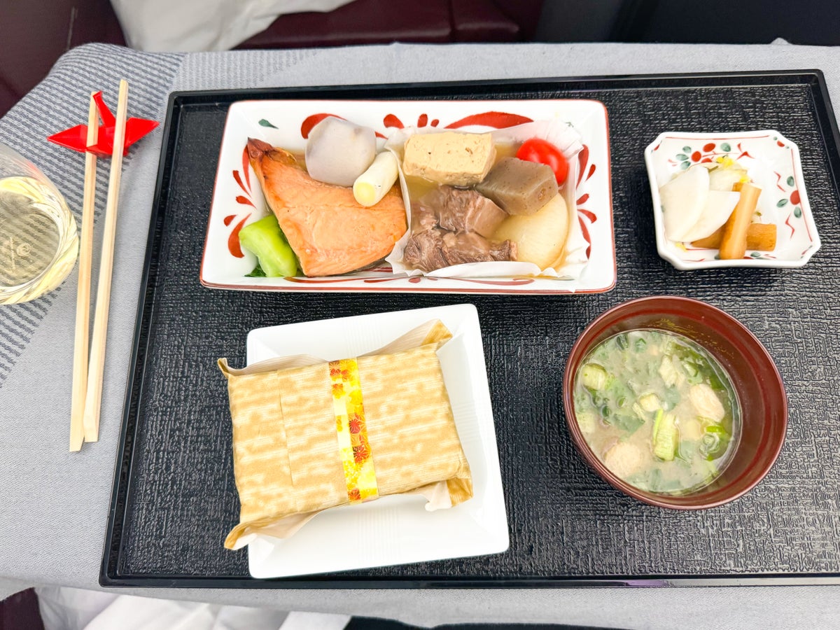 Japan Airlines A350 1000 business salmon main course