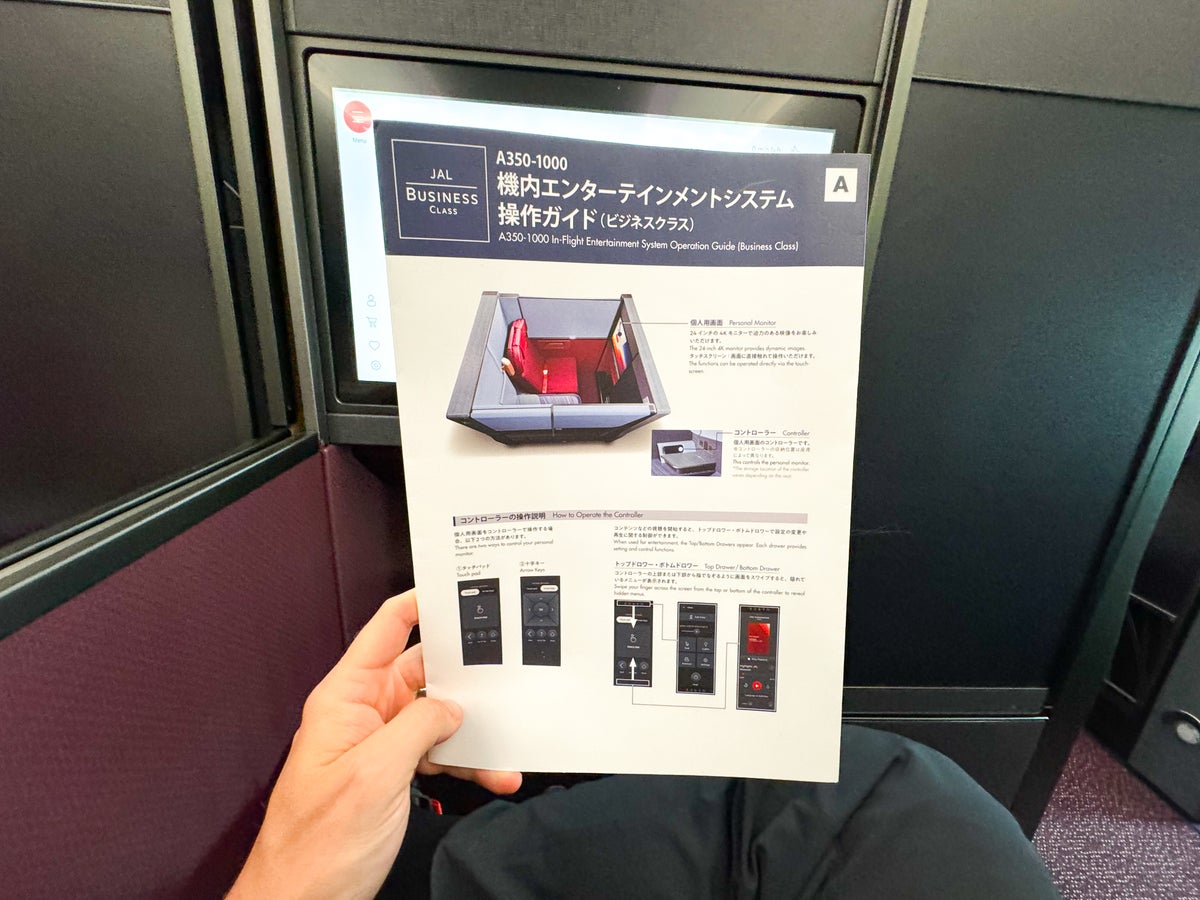 Japan Airlines A350 1000 business seat instructions