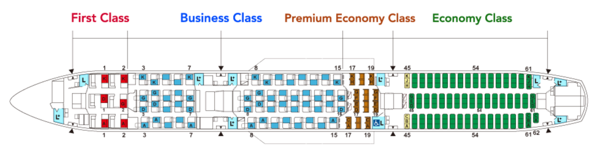 Japan Airlines A350 1000 seatmap