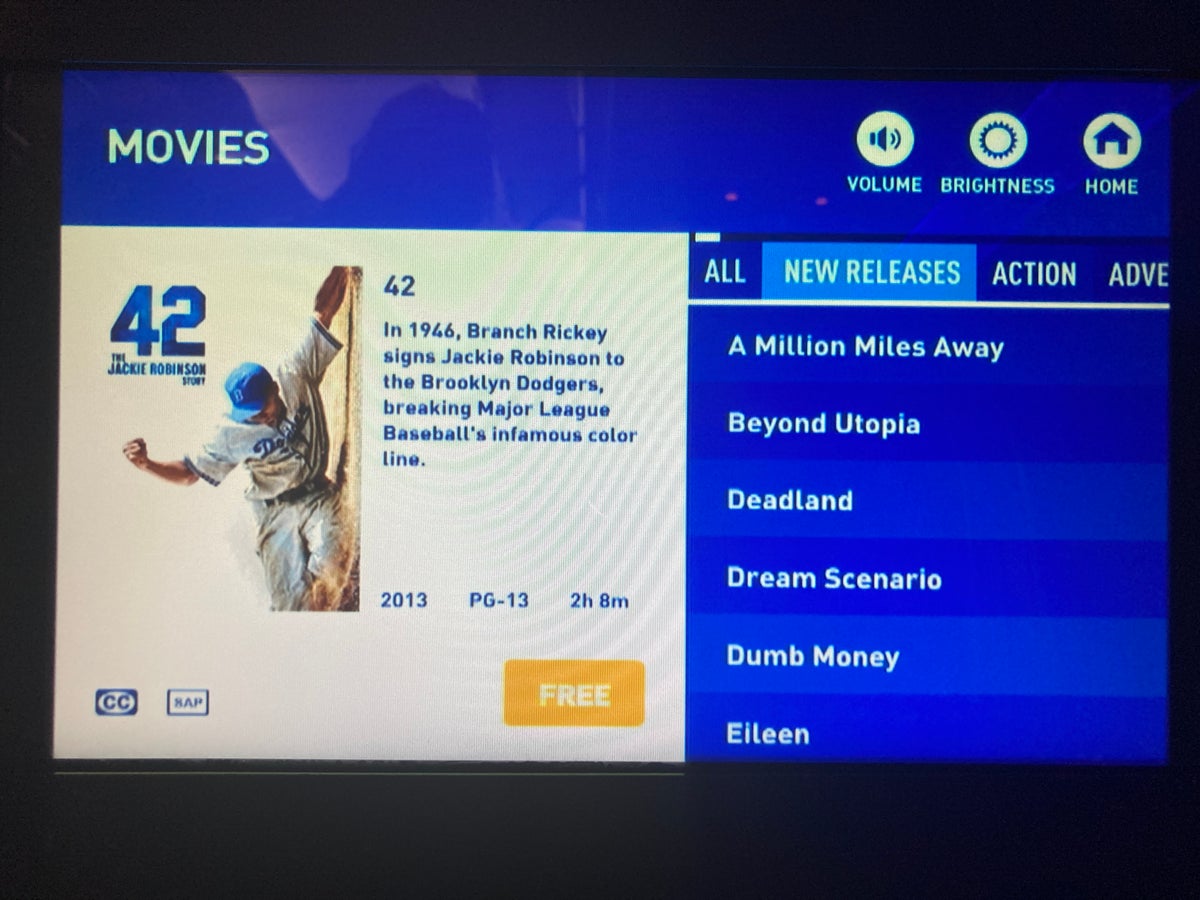 JetBlue Mint A321 entertainment screen movies