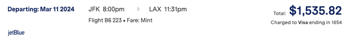 JetBlue Mint cost