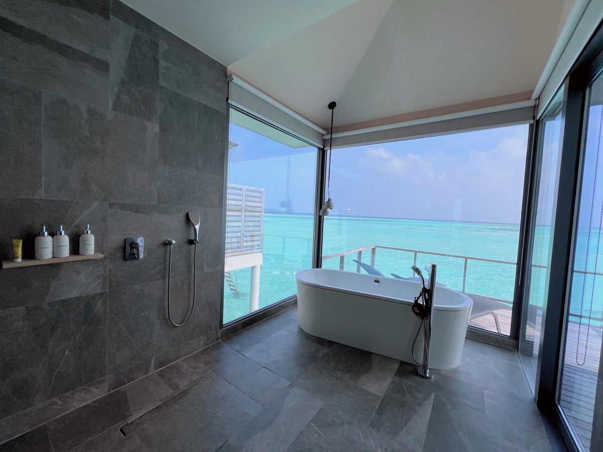 Le Meridien Maldives overwater villa shower and bath