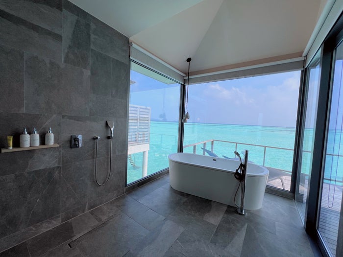 Le Meridien Maldives overwater villa shower and bath Le Meridien Maldives overwater villa shower and bath