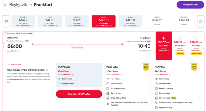 Play Iceland booking costs KEF FRA Play Iceland booking costs KEF FRA