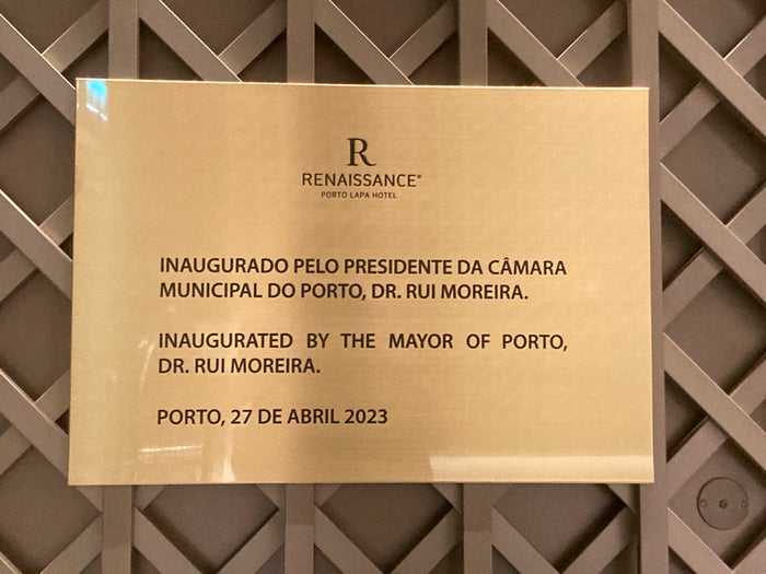 Renaissance Porto Lapa Hotel inauguration sign Renaissance Porto Lapa Hotel inauguration sign